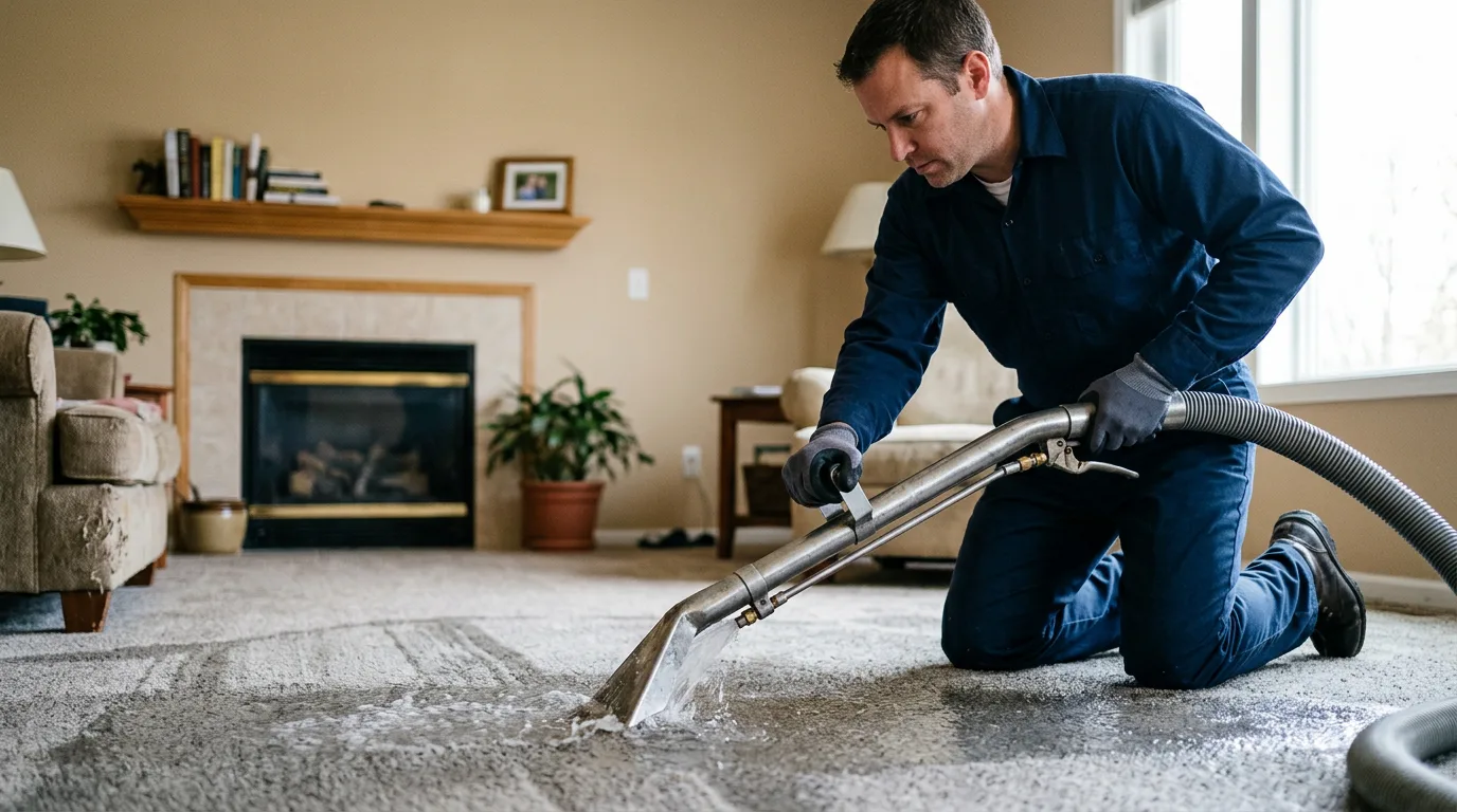 Water damage restoration technician working near Wellington, TX
